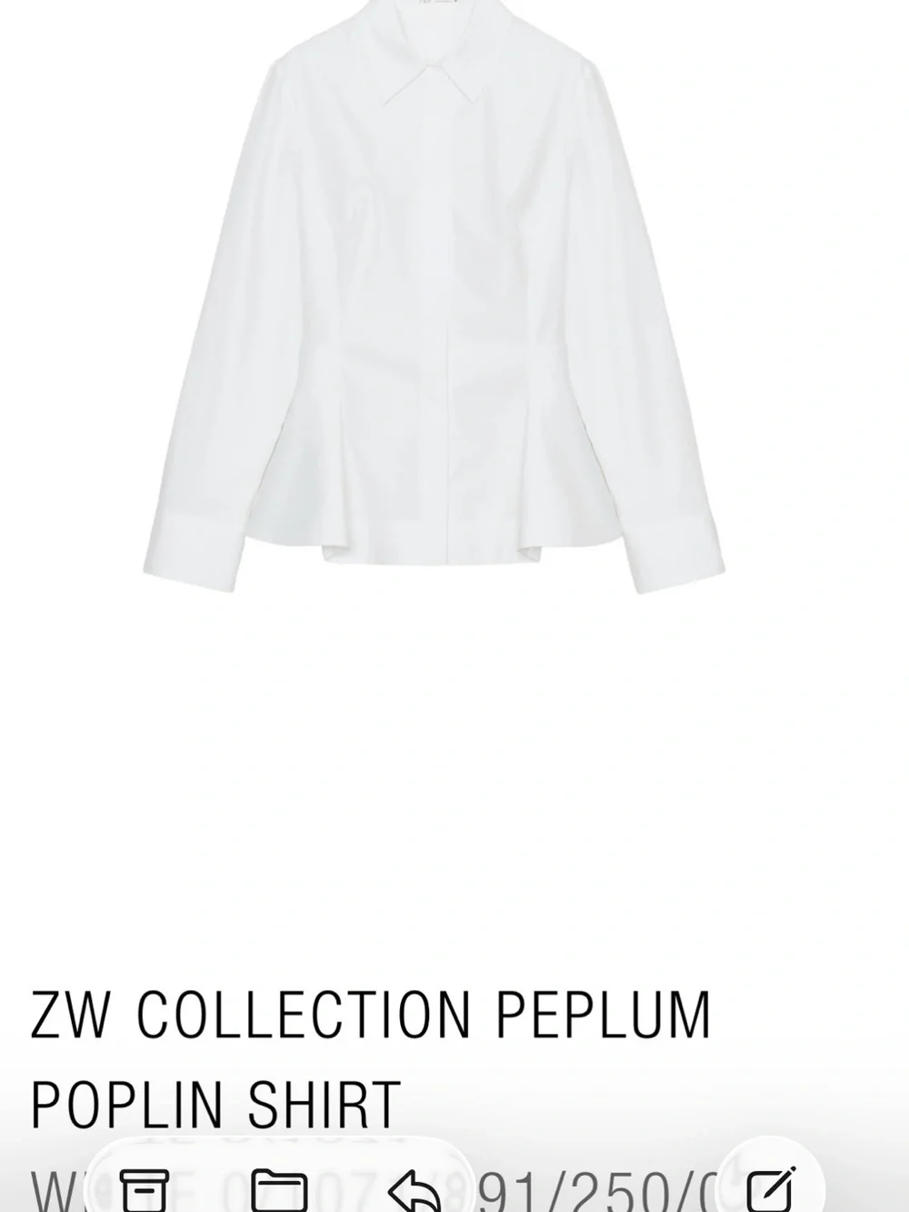 NWT Zara ZW COLLECTION POPLIN PEPLUM SHIRT - Picture 1 of 5